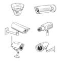 Set of CCTV Illustrations. Security Cameras. Video Surveillance Equipment Royalty Free Stock Photo