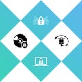 Set CD or DVD disk with lock, Laptop and, Cyber security and Electric scooter icon. Vector Royalty Free Stock Photo