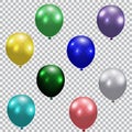 Set of celebratory balloons. Realistic, semi-transparent, colorful. Checkered background. illustration Royalty Free Stock Photo