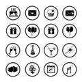 Set of celebratory icons, symbols. Vector.