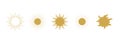 Set of celestial sun symbols. Various shaped suns. Celestial space emblems. Space elements Royalty Free Stock Photo