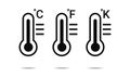 Set of celsius fahrenheit kelvin thermometer symbol. Illustration vector