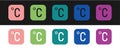 Set Celsius icon isolated on black and white background. Vector Royalty Free Stock Photo