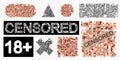 Set of censored blur effect symbol. Censorship pixel elements of various types