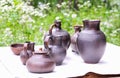 Set of ceramic collection of seven items Royalty Free Stock Photo