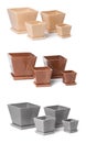 Set of ceramic flowerpots for indoor plants