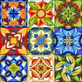 Set of ceramic tile patterns. Gorgeous seamless patterns. Can be used for wallpaper pattern fills web page background or Royalty Free Stock Photo