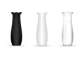 Set of ceramic vase in different color black, white and transparent. Royalty Free Stock Photo