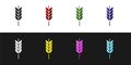 Set Cereals set with rice, wheat, corn, oats, rye, barley icon isolated on black and white background. Ears of wheat Royalty Free Stock Photo