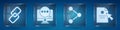 Set Chain link, Chat messages notification on monitor, Share and Document and cursor. Square glass panels. Vector
