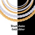 Set of chains metal brushes - gold and silver. Royalty Free Stock Photo