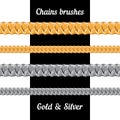 Set of chains metal brushes - gold and silver. Royalty Free Stock Photo