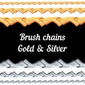 Set of chains metal brushes - gold and silver. Royalty Free Stock Photo