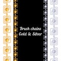 Set of chains metal brushes - gold and silver. Royalty Free Stock Photo