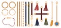 Set of chains, straps and belts, braid and pendant. Fashion jewelry elements print for fabric design. Vector.