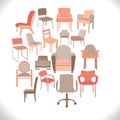 Set of chairs and armchairs. illustration set of different chair Royalty Free Stock Photo