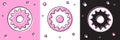 Set Chakra icon isolated on pink and white, black background. Vector Royalty Free Stock Photo