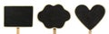 Set of chalk boards in shapes of rectangle, cloud and heart, isolated on transparent background Royalty Free Stock Photo