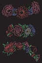 Set of chalk contour drawing of flower wreaths for head Royalty Free Stock Photo