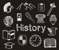 Set of chalk hand-drawn icons on the theme of History Royalty Free Stock Photo