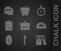 Set Chalkboard, Pen, Office folders, Protractor, American Football ball, Clipboard with checklist, Stopwatch and