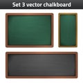 Set 3 chalkboard school supplies illustration