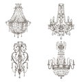 Set of chandelier drawings Royalty Free Stock Photo