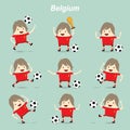 set character actions belgium national football team, businessman happy is playing soccer relax idea