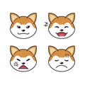 Set of character akita inu dog faces showing different emotions