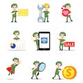 Set character of man join in army cadet for UK Military corps Royalty Free Stock Photo