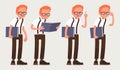 Set character nerd . Clever guy with glasses with a book in his hands. Vector illustration