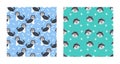 Set Character Seamless Pattern Animal Of Cute Siberian Husky Dog Can Be Used as Designs Wallpapers or Backgrounds. Vector Royalty Free Stock Photo