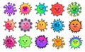 Set of character shaped cell of a microorganism. Illustrations concept corona virus COVID-19 in Wuhan. Flat design template. Stop