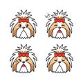 Set of character shih tzu dog faces showing different emotions