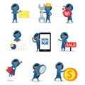 Set character of woman as a blue extraterrestrial alien Royalty Free Stock Photo