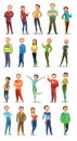 set of characters. Boys and girls sports. Young men and women active lifestyle. Funny cartoon style. object isolated on