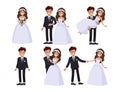 Set of characters bride and groom. Vector illustration