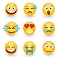 Set of characters and emojis. Collection of emoticon signs, stickers and symbols used in social media chats. Emoji sticker. Royalty Free Stock Photo