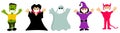 Set of characters for halloween during the covid-19 pandemi Royalty Free Stock Photo