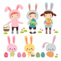 Set of characters and icons on the Easter theme Royalty Free Stock Photo