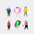 Set of characters, man, woman, overweight people