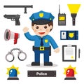 Set of characters of Police officer and Icon.