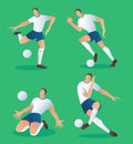 Set of characters soccer action player , football player vector illustration Royalty Free Stock Photo