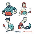 Set of characters on the theme of Internet technology and device Royalty Free Stock Photo