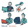 Set of characters on the theme of Internet technology and device Royalty Free Stock Photo