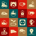 Set Charging parking electric car, Battery charge, Low battery, Electric, and icon. Vector Royalty Free Stock Photo