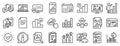 Graph line icons. Set of Chart presentation, Report and Increase growth graph icons. Vector