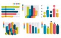 Set of charts, graphs. Simply color editable.