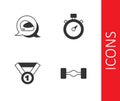 Set Chassis car, Racing helmet, Medal and Stopwatch icon. Vector Royalty Free Stock Photo