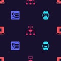 Set Chat bot, Computer api interface, Algorithm and Processor CPU on seamless pattern. Vector Royalty Free Stock Photo